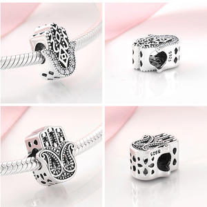 Alta calidad al por mayor 925 S925 plata esterlina Hamsa mano encanto azul ojos malvados mano cuenta para la fabricación de joyas amuleto - Product Image 2