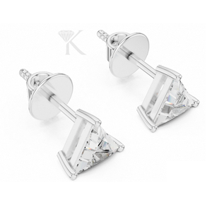 Trillion Cut Lab Grown Diamond Stud <b>Earrings</b> Featuring 3 Prong Setting In Solid Gold With Secure Screw <b>Backs</b> Minimalist <b>Earring</b> - Product Image 4
