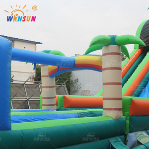 WINSUN Grand toboggan gonflable tropical commercial Toboggan vert ou toboggan sec Extérieur Gonflable Long Double Toboggan aquatique pour les enfants - Product Image 5