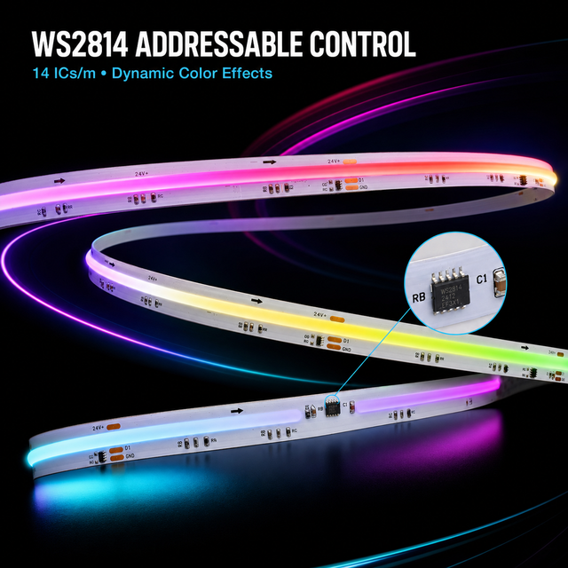 SPI Full Color RGBW 784LED Ws2814 Addressable COB LED Strip Lights with Copper Body for Landscape Lighting