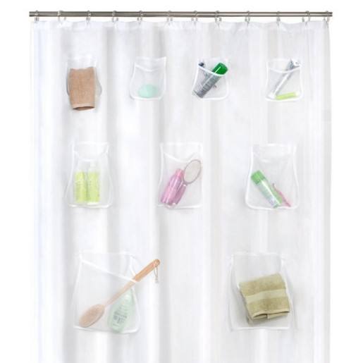 Rideaux de douche blancs à 9 poches