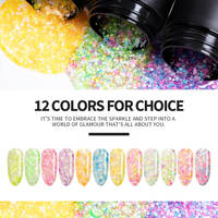 BOZLIN 12 couleurs série de paillettes scintillantes translucide semi-permanent imbiber UV LED vernis à ongles Gel