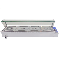 Bain-marie électrique commercial en acier inoxydable à 4 bacs pour comptoir