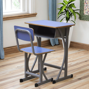 Juego de mesa de estudio para niños de diseño moderno con silla Escritorio de estudio de metal para uso escolar - Product Image 3
