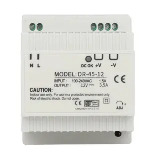 ガイドレールスイッチング電源DR45-12V 12V3.7A工業用グレードDC12Vスイッチング電源