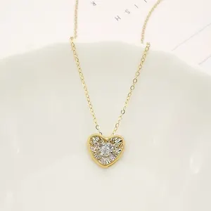 Collier de danse diamant avec cœur, Version briquet, bon marché, effet visuel, en or véritable 18K, prix d'usine