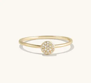 Daily Wear Gold Plated S925 Silver Cubic Zirconia Tiny Disc Ring