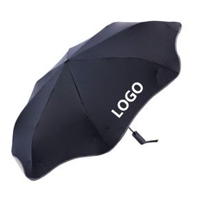 Parapluie à trois plis avec coins arrondis, bande réfléchissante et logo personnalisé - Product Image 1