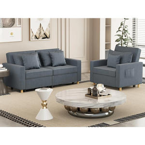 Tempat tidur Sofa lipat dua kursi gaya sederhana Eropa murah 1 + 2 kursi abu-abu tua berlapis tempat tidur ruang tamu furnitur tempat tidur Sofa - Product Image 1
