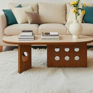 โต๊ะกาแฟหินอ่อนหรูหรา โครงเหล็กกล้าไร้สนิมสีทอง โต๊ะน้ำชาทรงวงรี เฟอร์นิเจอร์ห้องนั่งเล่น - Product Image 3