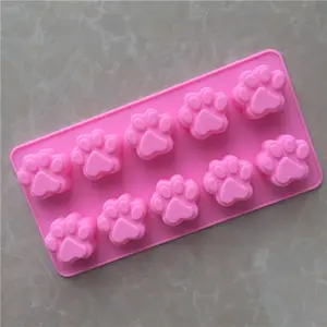Silikon Back geschirr Kuchen form Hund Fußabdruck Formen 10 Hohlräume Katze Tiere Pfote Eis Candy Schokoladen form Fabrik