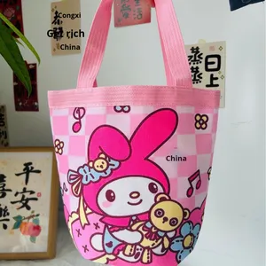 Sac fourre-tout en toile illustré mignon, fermeture ouverte, sac à déjeuner pour maman, petit sac de travail - Product Image 6