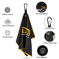 Diseño de fábrica Toallas de golf a rayas verdes Toalla de golf de microfibra Logotipo Imán de toalla de golf personalizado