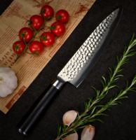 Couteau de chef professionnel japonais personnalisé de 8 pouces, lame en acier au carbone plaquée damas à 9 couches, manche ambidextre G10, poli haut de gamme