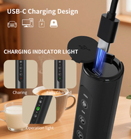 Mousseur à lait et fouet 3-en-1 portatif, batteur à mousse électrique rechargeable avec 3 vitesses et 3 têtes