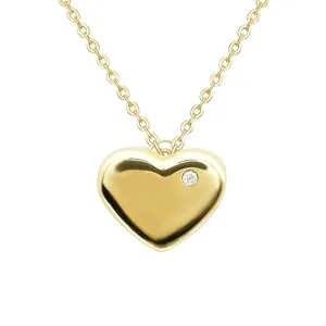 Новейший дизайн 9K чистое золото открывающая коробка в форме сердца ожерелье ювелирные изделия оптом логотип на заказ