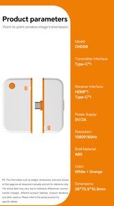 1080p TYPE-C Wireless HDMI <strong>Extender</strong> 50m <strong>USB</strong> Point to Point HDMI Transmitter and Receiver for Laptop PC DVD TV Monitor - Product Image 4