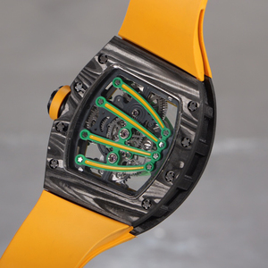 Nouvelle Montre Homme Luxe Sportive en Fibre de Carbone 2026, Verre Saphir, Bracelet Caoutchouc Orange, Boîtier Creux, Mouvement Mécanique Automatique - Product Image 6