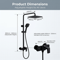 Système de douche de luxe noir mat à montage mural, mitigeur eau chaude/froide en laiton durable, vente directe usine