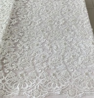Tissu de dentelle de mariée de luxe tissé, entièrement brodé à la main avec des perles, de haute qualité, blanc, accessoires pour robes de mariée pour filles