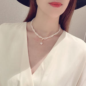 2025 New 14K Gold Infused Fried Dough Twists Chain Pendant 3-4MM <b>Millet</b> Beads + 7-8MM Freshwater Pearls Pearl Necklaces - Product Image 4