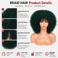 Perruque synthétique courte afro bouclée Sizhijin modèle 97 marron, avec frange, résistante à la chaleur, aspect naturel, pour femmes - Vente en gros usine