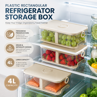 Boîte de rangement de cuisine haute capacité pour réfrigérateur, grand récipient rectangulaire en plastique hermétique pour aliments
