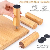 Étagère double pour moniteur en bambou, support de moniteur surélevé avec rangement sous le bureau pour fournitures de bureau, prend en charge les téléviseurs lourds