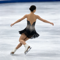 Costume de patinage artistique pour enfants et adultes, robe en maille sans manches à dégradé noir et argent avec strass pour spectacle sur glace