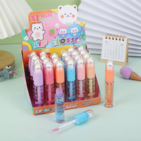 24 pièces/boîte 6 couleurs chat mignon huile pour les lèvres hydratante transparente facile à colorer glaçure pour les lèvres longue durée brillant à lèvres changeant de couleur
