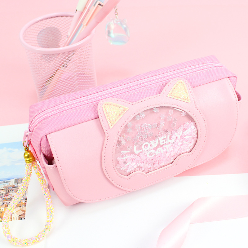 Вместительный милый красочный пенал eva из искусственной кожи с изображением кошки