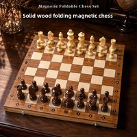 Jeu d'échecs en bois massif 39*39cm, pièces magnétiques pliables, grand plateau en pin, échiquier pliable, cadeaux éducatifs d'intérieur