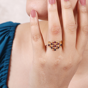 Hot Selling 18K Gold Plated <b>Garnet</b> Stone Birthstone <b>Rings</b> Waterproof Gemstone Jewelry for Wedding and Party Size 18K - Product Image 2