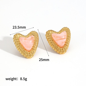 Heart Shaped Resin <b>Stud</b> <b>Earrings</b> 18k Gold Plated For Women Elegant Fashion Jewelry - Product Image 5