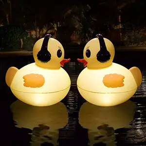 16 Inch Floating Solar Pool Lights Waterproof LED Pool Accessories Glow Duck Inflatable Solar Powered Floating Waterlight 90 80