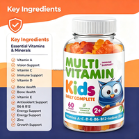 Complément alimentaire multivitaminé pour enfants, végétarien, sans gluten, complément quotidien complet A, C, D, E, B6, B12, Iode, Zinc, soutien immunitaire, 60 gommes