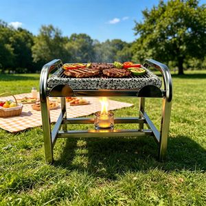 <span class=keywords><strong>Pierre</strong></span> à steak carrée en <span class=keywords><strong>pierre</strong></span> <span class=keywords><strong>de</strong></span> <span class=keywords><strong>lave</strong></span> volcanique naturelle avec réchaud à alcool métallique <span class=keywords><strong>pour</strong></span> <span class=keywords><strong>barbecue</strong></span> intérieur et extérieur - Product Image 3