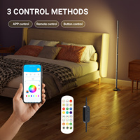 Lampe sur pied noire à LED RGBIC à changement de couleur, alimentée par USB - Luminaire d'angle intérieur moderne et haut pour la synchronisation musicale via application/télécommande