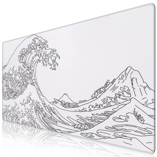 Customized White Gaming Mouse Pad Large Stable Rubber Base Mousepad with Stitched Edges Keyboard Mouse Mat