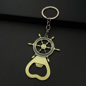 Creative <b>Ship</b> <b>Wheel</b> Bottle Opener Keychain for Men Nautical Theme Zinc Alloy Car Keyring Pendant for Guest Gift Wholesale - Product Image 3