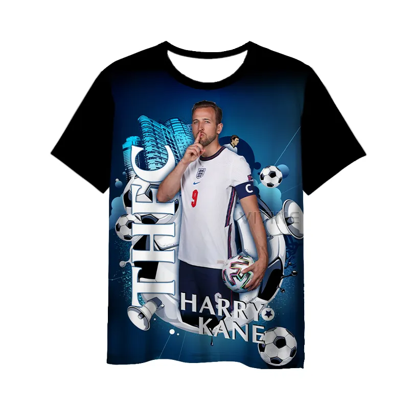 Wholesale Unisex Fashion 3D Print football star harry kane and messi T-Shirts Crewneck Short Sleeve Tees for Mens Womens v1