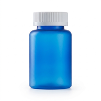 Bouteilles en plastique bleu mat de qualité supérieure de 5 oz avec bouchons côtelés blancs, flacon en plastique PET givré coloré pour pilules et compléments alimentaires