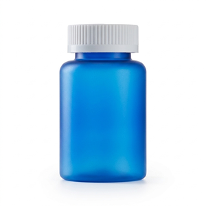 Bouteilles en plastique bleu mat de qualité supérieure de 5 oz avec bouchons côtelés blancs, flacon en plastique PET givré coloré pour pilules et compléments alimentaires - Product Image 1