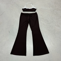 Conjunto Deportivo de Dos Piezas para Mujer, Cintura Alta Elástica, Estilo Casual Urbano, Ropa de Yoga y Fitness, Camiseta Larga con Contraste de Color