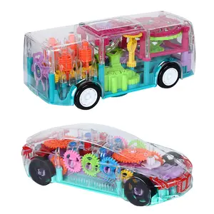 Electric Music Flashing Light Kids Transparent Gear Toy Car Universal Running Battery Concept Car