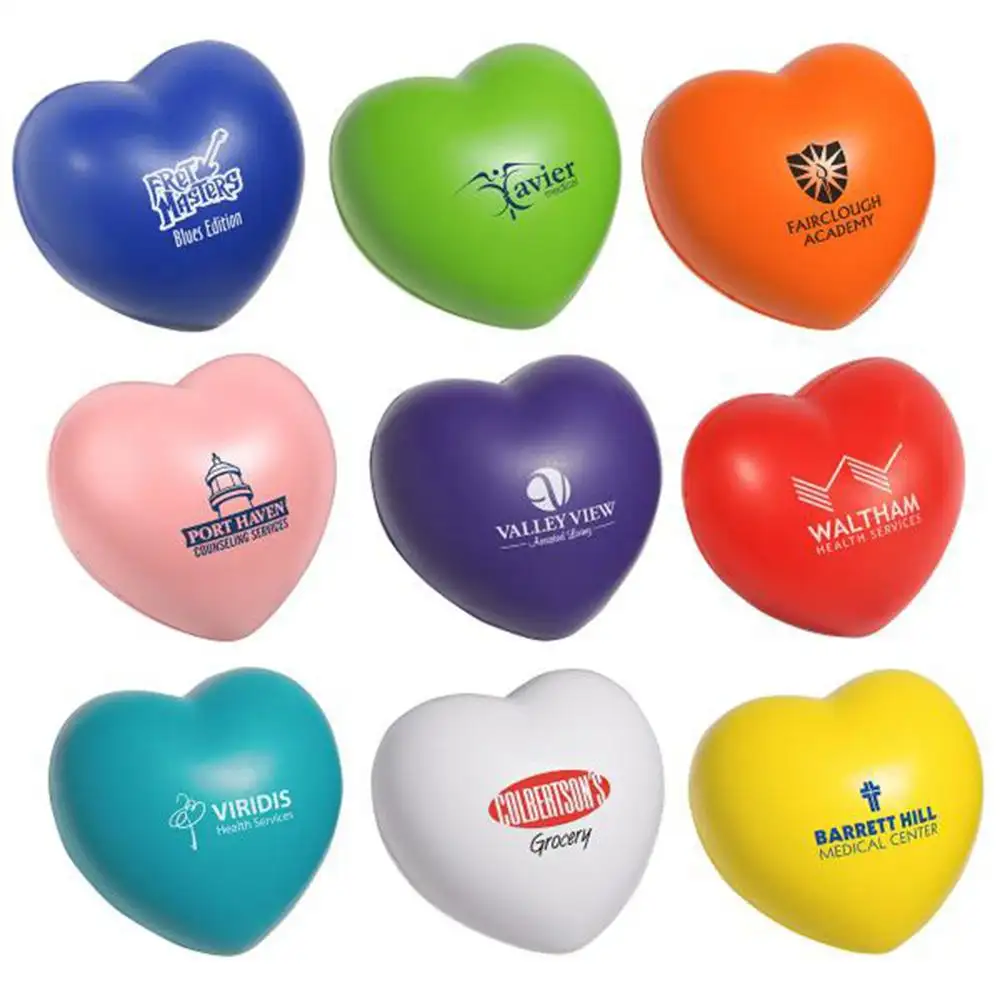 Wholesale Custom Logo Printed Bulk Mini Red Heart Shaped Stress Balls