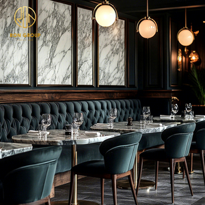 Ensemble de table et de chaises de café-<span class=keywords><strong>restaurant</strong></span> en velours et marbre haut de gamme moderne, canapé, sièges de banquette, meubles pour cafétéria commerciale - Product Image 1