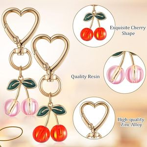 Porte-clés cerise transparent, breloque pour sacs à main, cadeaux pour femmes, mères, accessoires de fête - Product Image 3