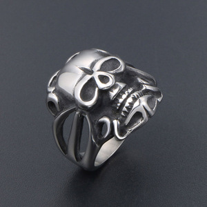 Retro Skull <b>Ring</b> <b>Titanium</b> Steel Men's Punk Jewelry Index Finger Gift SA574 - Product Image 2