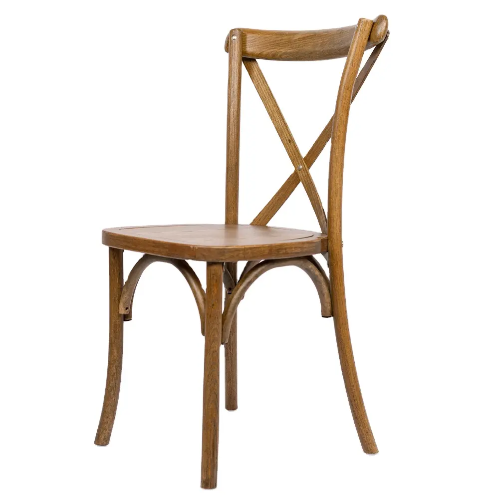 Sedia da esterno impilabile retrò in legno massello con schienale incrociato sedia comoda